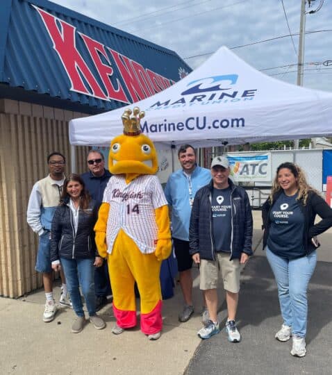 Marine Credit Union crew at a Kenosha Kingfish game.